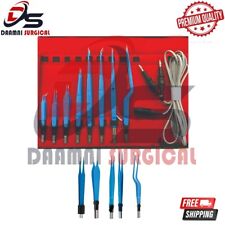 Euro Type Bipolar Forceps Blue Reusable With Silicon 3 Meter Cord Best 9 Pcs Set picture