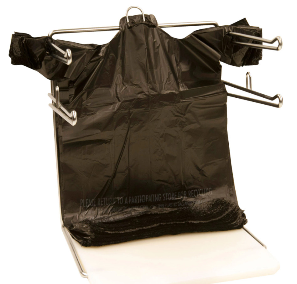 New Bags 1/6 Large 21 x 6.5 x 11.5 Black T-Shirt Plastic Grocery Shopping Bags New Bags 1/6 Large 21 x 6.5 x 11.5 Black T-Shirt Plastic Grocery Shopping Bags