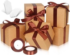 100 Pcs Mini Kraft Paper  Boxes with Lids, 4x4x4 Inch Brown Package Box picture