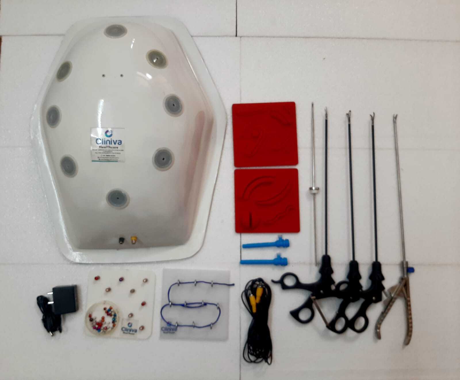 Laparoscopic Simulator Endo-Trainer with complete Set Kit Endoscopy Instruments