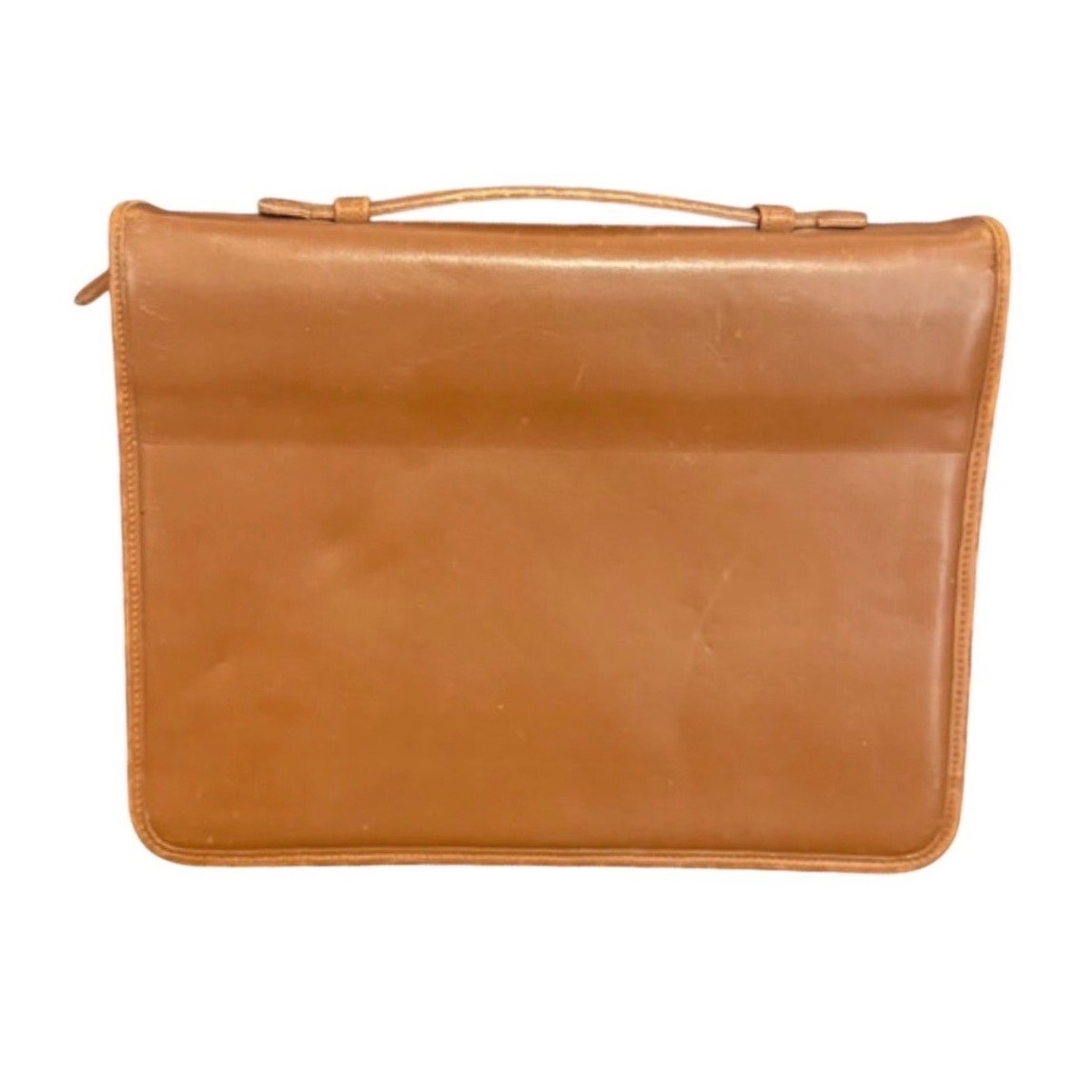 Vintage Coach British Tan Leather 3 Ring Binder Zip Portfolio Briefcase Handle Vintage Coach British Tan Leather 3 Ring Binder Zip Portfolio Briefcase Handle