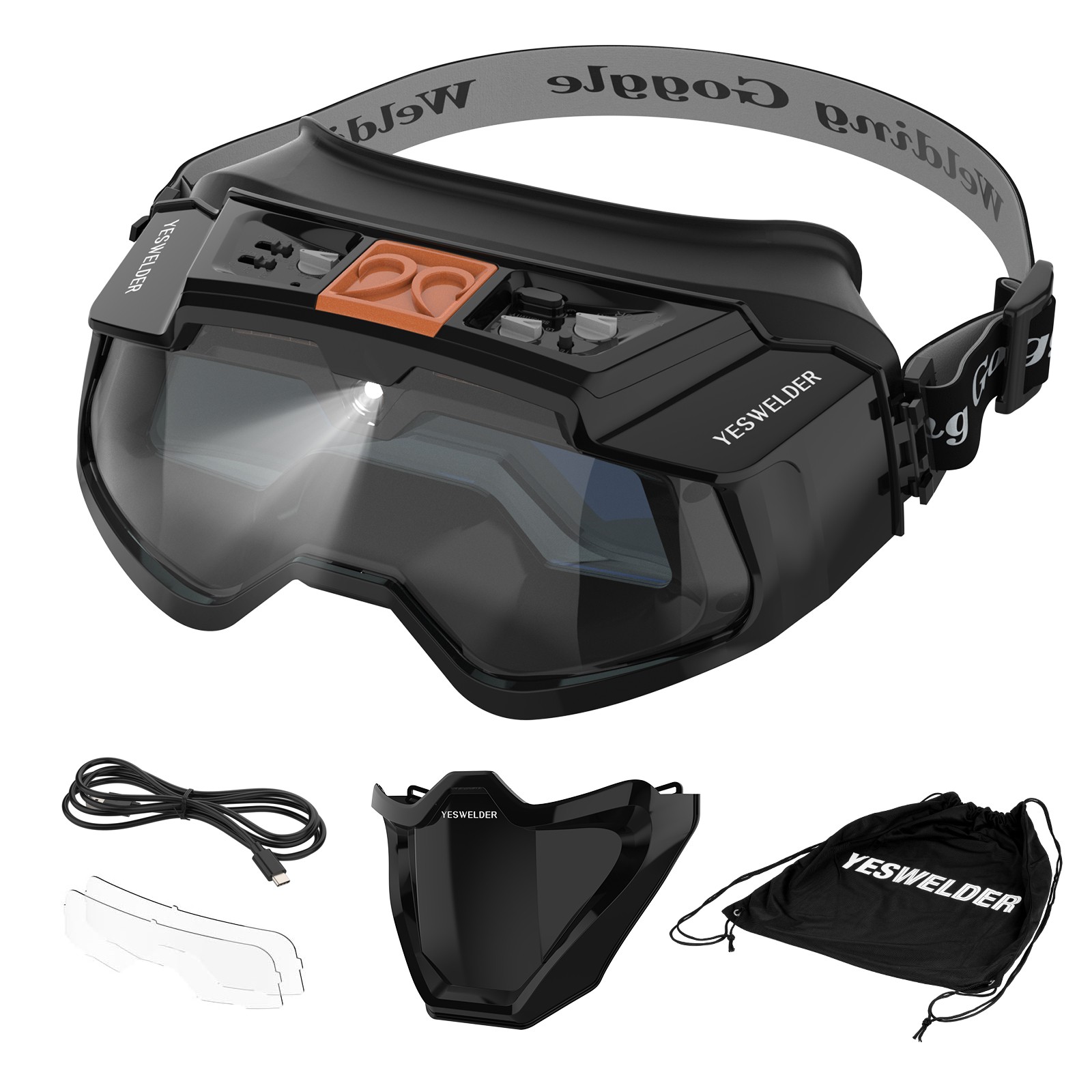 Auto Darkening Welding Goggles with LED Light & Type-C Charging, 4 Arc Sensors Auto Darkening Welding Goggles with LED Light & Type-C Charging, 4 Arc Sensors