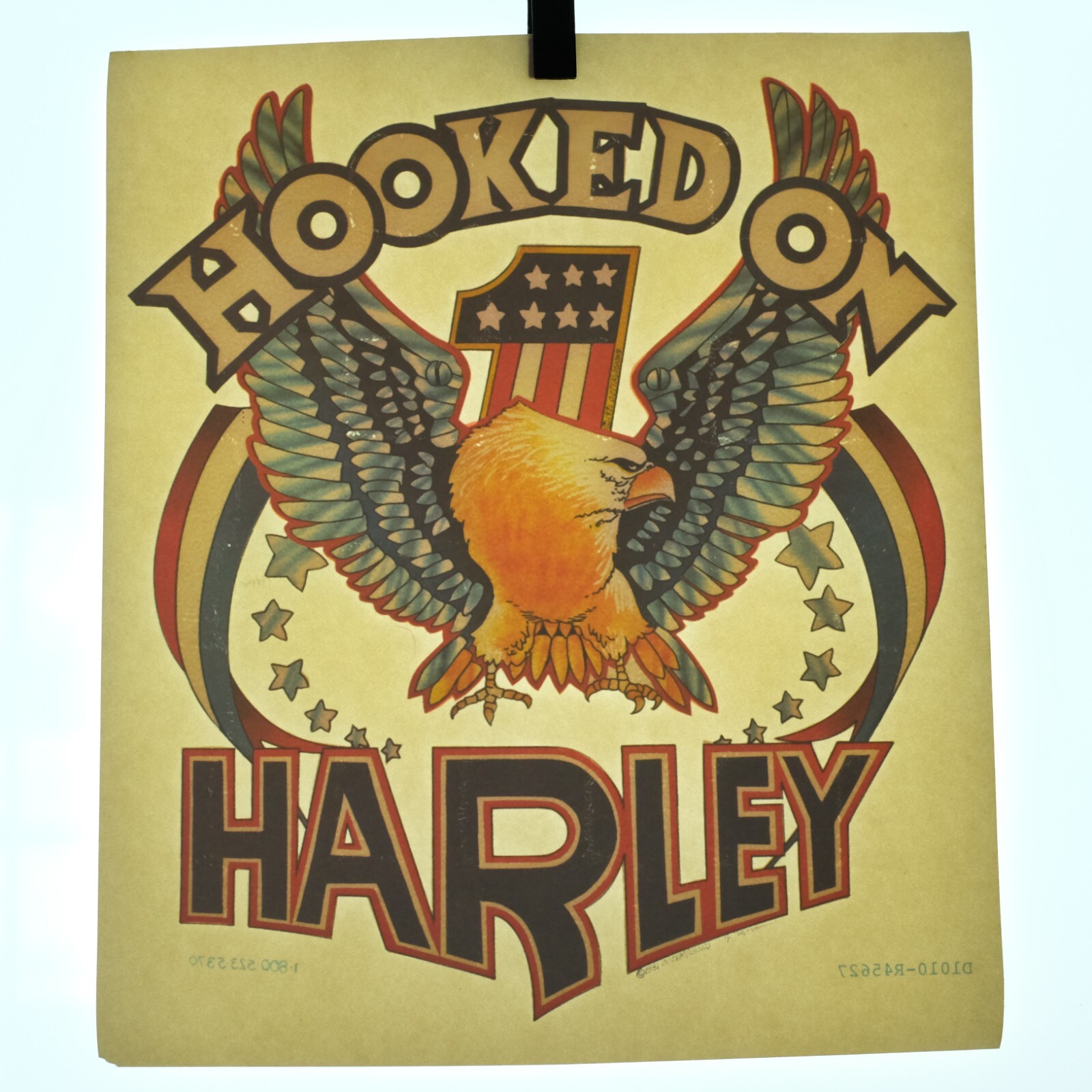 Authentic VINTAGE Hooked on Harley Transfer Iron On Authentic VINTAGE Hooked on Harley Transfer Iron On