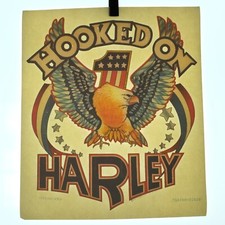 Authentic VINTAGE Hooked on Harley Transfer Iron On picture