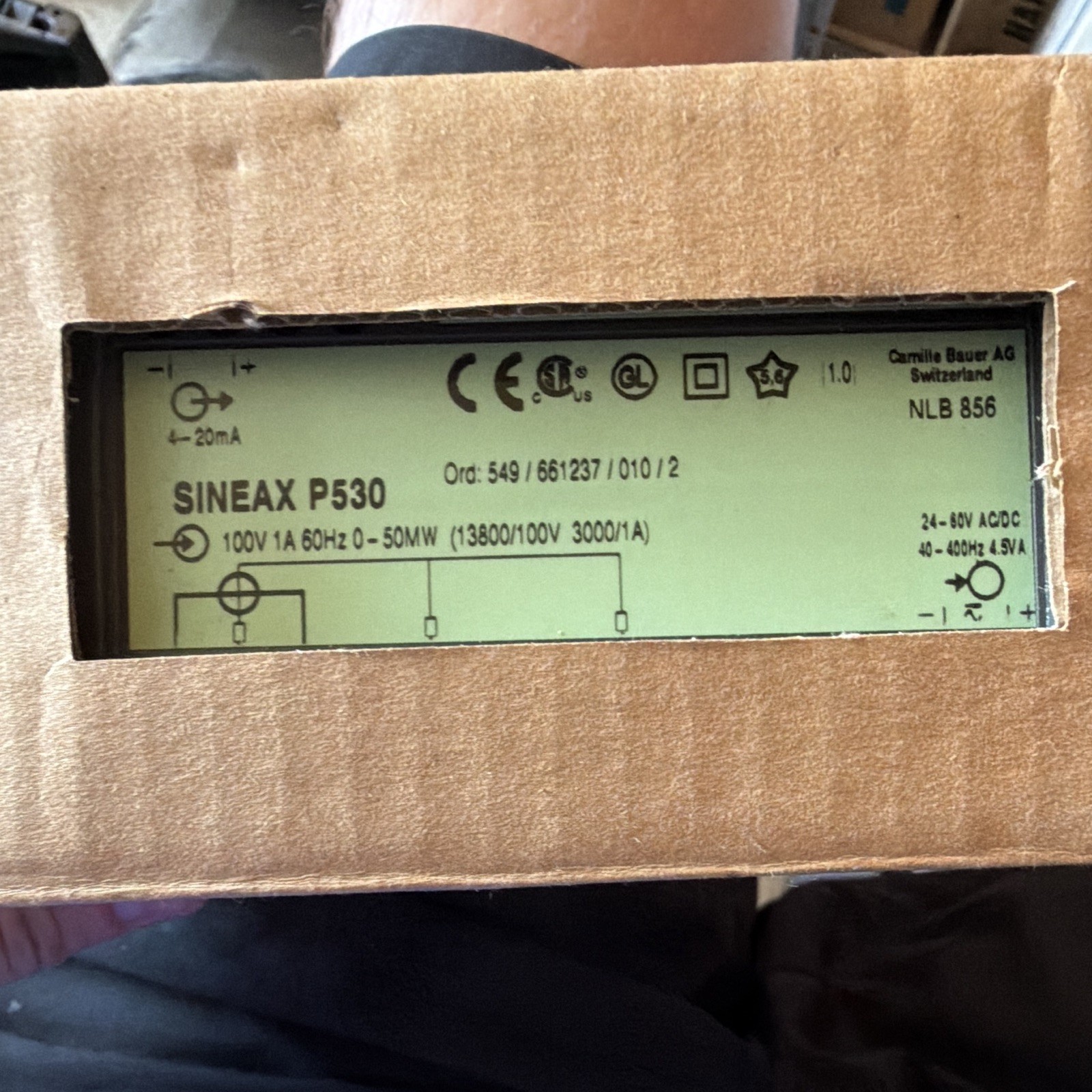 Camille Bauer SINEAX P530 Active Power Transducer 4-20mA 100V 1A Switzerland Camille Bauer SINEAX P530 Active Power Transducer 4-20mA 100V 1A Switzerland