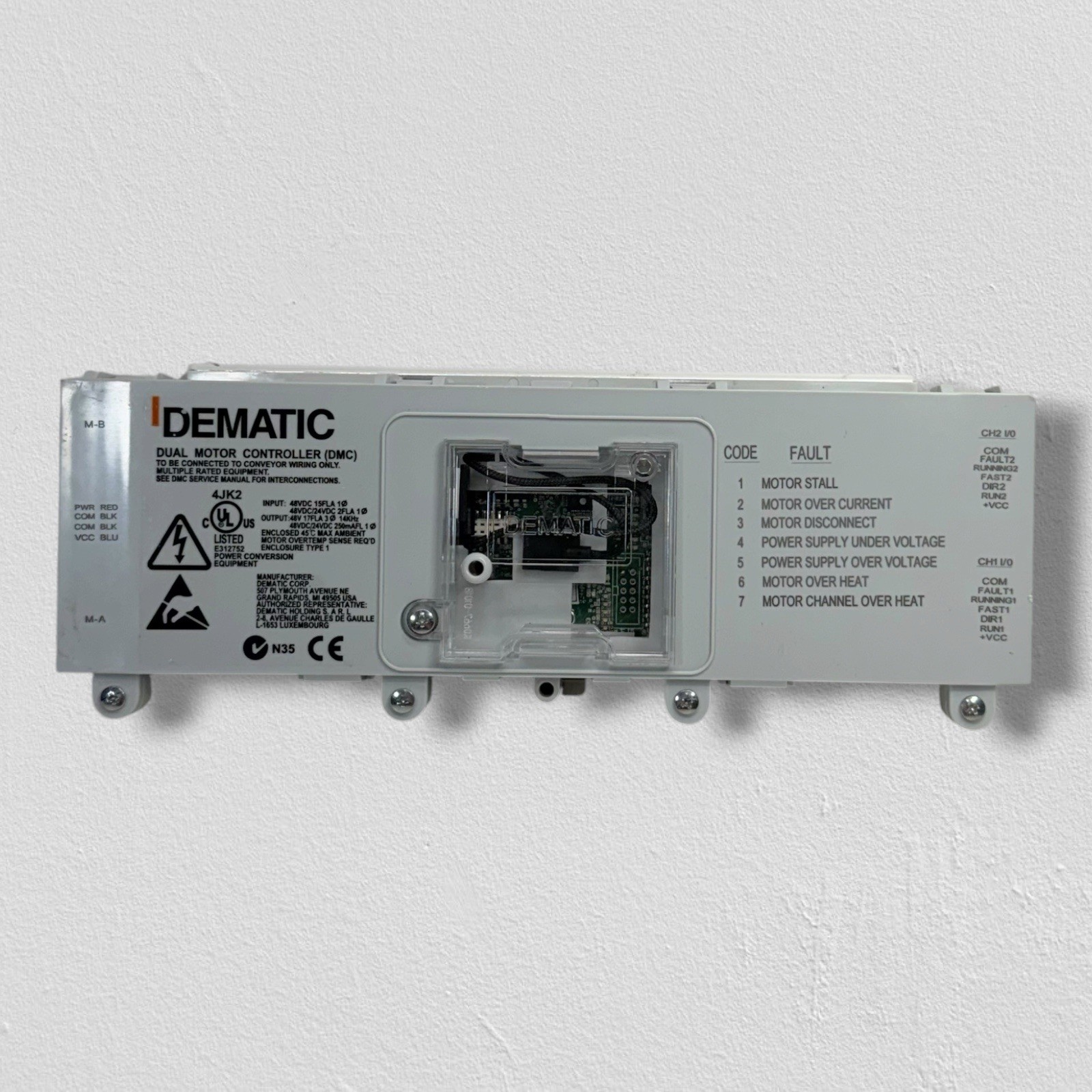Dematic K041907AAA RevAF STD25 48/24VDC Dual Motor Controller Only Dematic K041907AAA RevAF STD25 48/24VDC Dual Motor Controller Only
