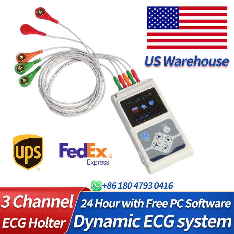 US Warehouse 24 Hours 3 Channel ECG Holter TLC9803 Dynamic EKG Holter w Software US Warehouse 24 Hours 3 Channel ECG Holter TLC9803 Dynamic EKG Holter w Software