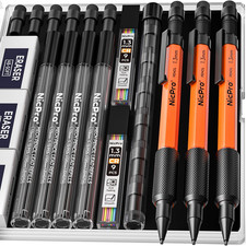 Nicpro 3 PCS 1.3 Mm Orange Mechanical Pencils Set with 66 Lead Refill, 3 Eraser picture
