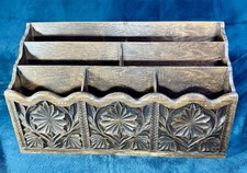 Vintage Lerner Melville Faux Wood Desk 3-Tier Organizer Indian Motif Mail Letter picture