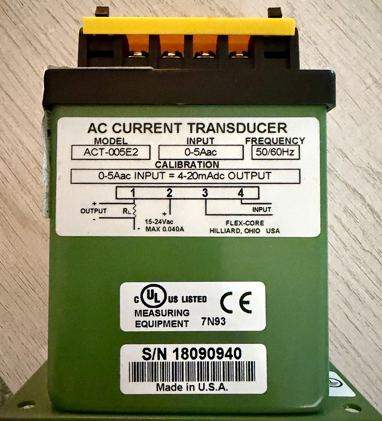 Flex-Core ACT-005E2 AC Current Transducer 0-5A Input 4-20mA Analog Output Flex-Core ACT-005E2 AC Current Transducer 0-5A Input 4-20mA Analog Output