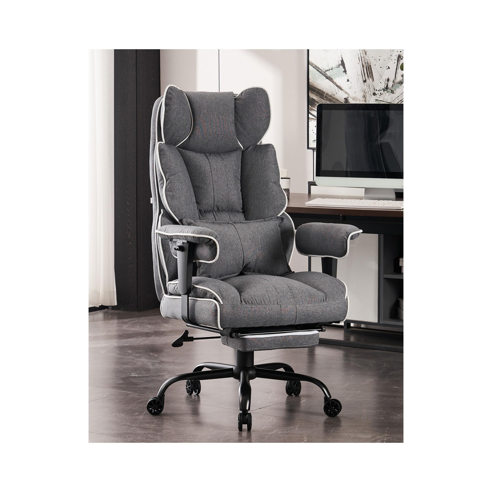 Efomao Fabric Office Chair, High Back Executive Chair with Foot - Scratch & Dent Efomao Fabric Office Chair, High Back Executive Chair with Foot - Scratch & Dent