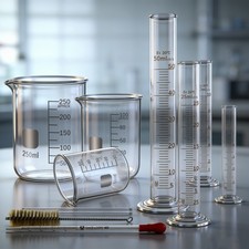 11Pcs Measuring Beaker Lab Flask Graduated Cylinder Glass Beaker Kit Glassware picture