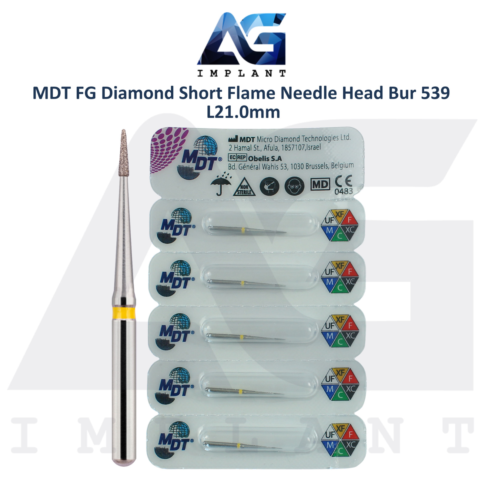 MDT Dental FG Diamond Coated Short Flame Needle Head Bur 539 L21.0mm Contouring MDT Dental FG Diamond Coated Short Flame Needle Head Bur 539 L21.0mm Contouring