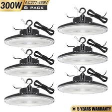 6Pack 480V 300W UFO LED High Bay Light Dimmable Industrial Commercial Lamp 5000K picture