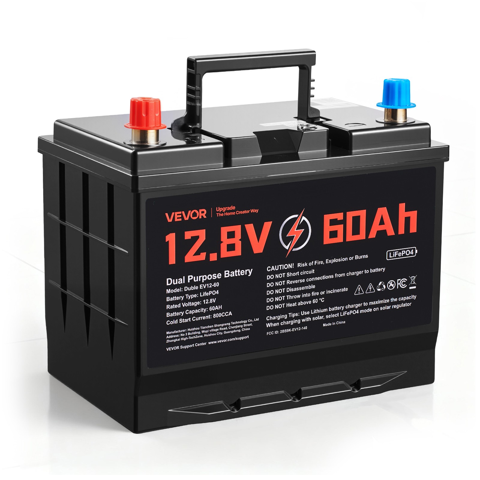 VEVOR 12V 60Ah Dual Purpose LiFePO4 Lithium Battery 800 CCA Starter Deep Cycle VEVOR 12V 60Ah Dual Purpose LiFePO4 Lithium Battery 800 CCA Starter Deep Cycle