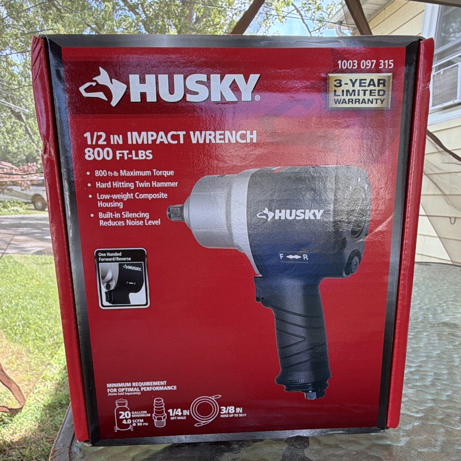 Husky 1003 097 315 Pneumatic Impact Wrench 1/2in 800 Ft-lbs Husky 1003 097 315 Pneumatic Impact Wrench 1/2in 800 Ft-lbs