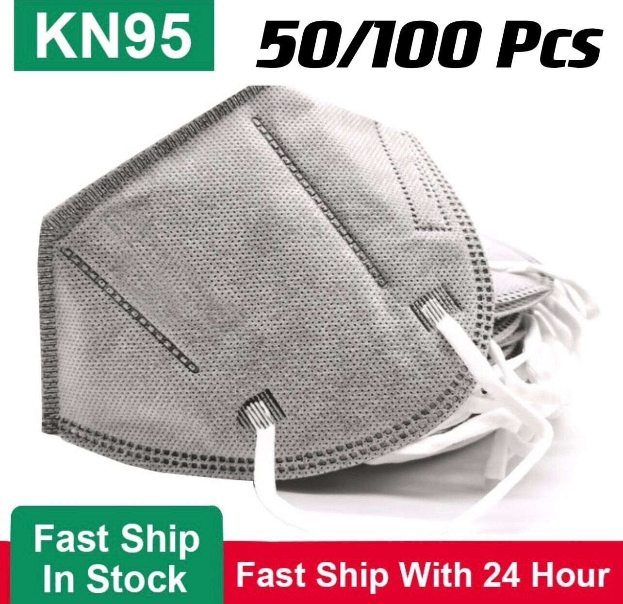 10/30/50/100 Pcs Gray KN95 Protective 5 Layer Face Mask Disposable Respirator
