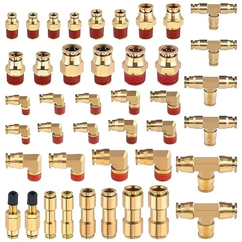 Air Line Fittings Kit, 43 Pcs Brass DOT Components, NPT Thread Air Line Fittings Kit, 43 Pcs Brass DOT Components, NPT Thread