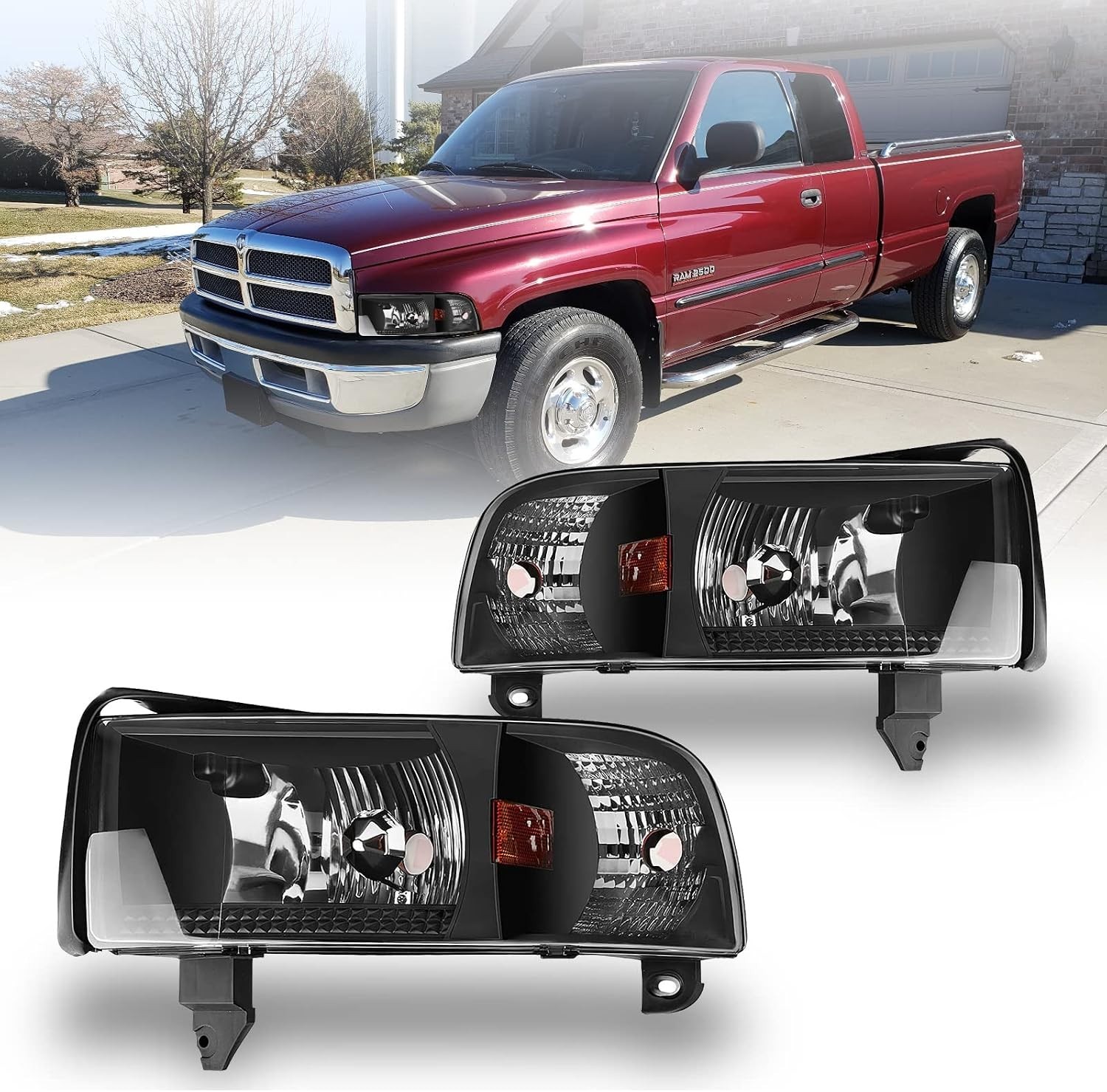 Headlights for 94-02 DODGE Ram 1500/2500/3500/4000 (NON SPORT) Front Lamps Repla Headlights for 94-02 DODGE Ram 1500/2500/3500/4000 (NON SPORT) Front Lamps Repla