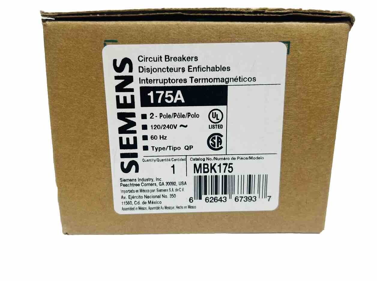 Siemens MBK175 120/240 Volt 175 Amp 2P Circuit Breaker Type QP New