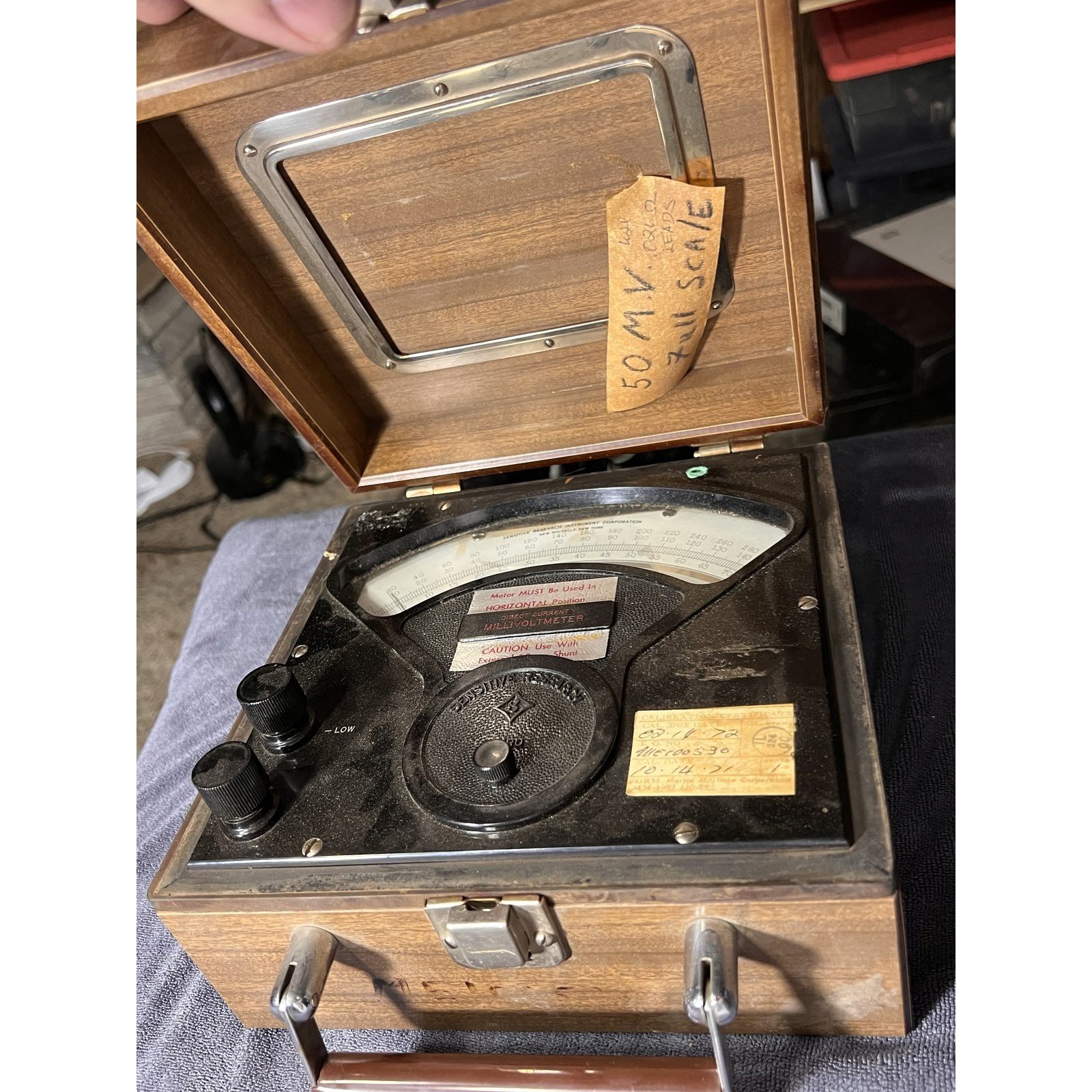 Vintage Sensitive Research DC Millivoltmeter Ammeter 50mV Wood Case Vintage Sensitive Research DC Millivoltmeter Ammeter 50mV Wood Case