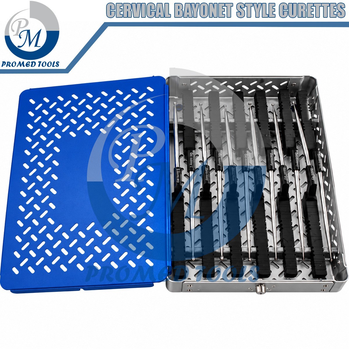 Cervical Bayonet Style Curettes – With Aluminium Box, 13 PCs Set Cervical Bayonet Style Curettes – With Aluminium Box, 13 PCs Set