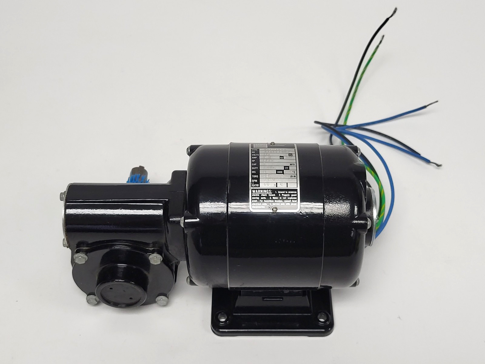 Bodine NCI-34RH Gearmotor, Right Angle, 1-Reduction, 115VAC, 49-in lb, 1/15HP