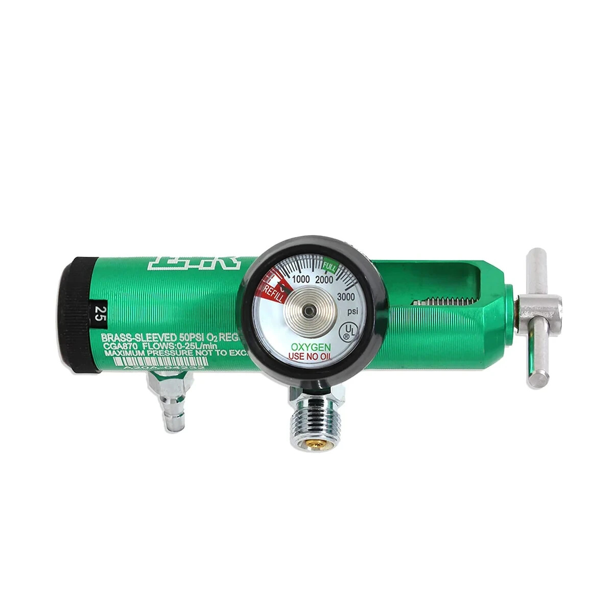 Ever Ready First Aid Oxygen Regulator CGA-870 Gauge Flow Rate - 0-25LPM Ever Ready First Aid Oxygen Regulator CGA-870 Gauge Flow Rate - 0-25LPM