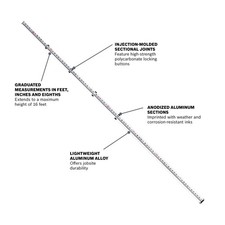 Bosch GR16 16 Ft Aluminum Telescoping Leveling Rod Grade Rod Imperial picture