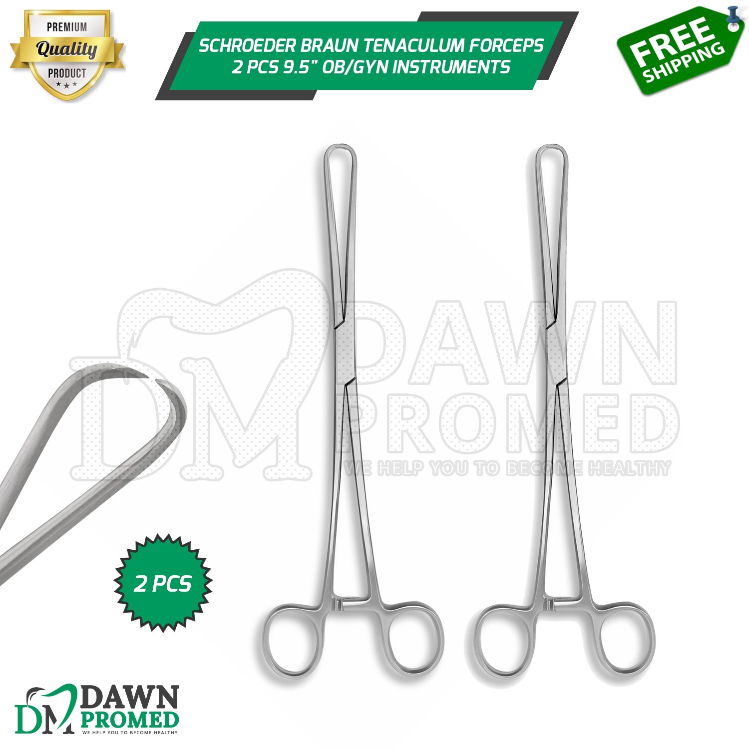 Schroeder Braun Tenaculum Uterine Forceps 2 Pcs 9.5\