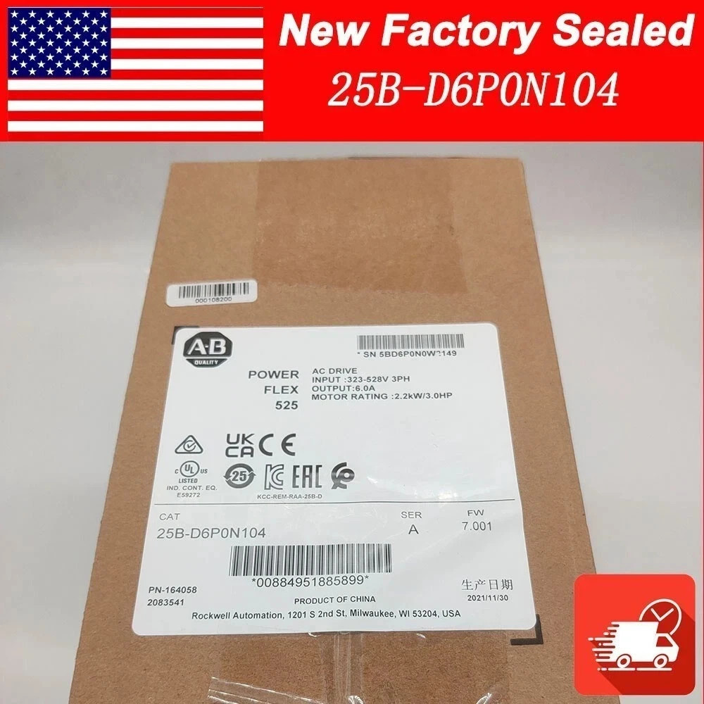 New Factory Sealed AB 25B-D6P0N104 SER A PowerFlex 525 2.2KW 3.0HP AC Drive New Factory Sealed AB 25B-D6P0N104 SER A PowerFlex 525 2.2KW 3.0HP AC Drive
