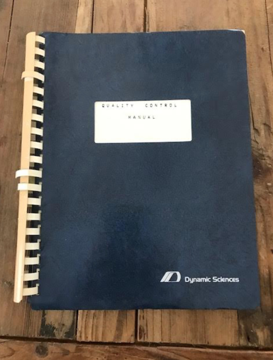 Dynamic Sciences Quality Control Manual Dynamic Sciences Quality Control Manual