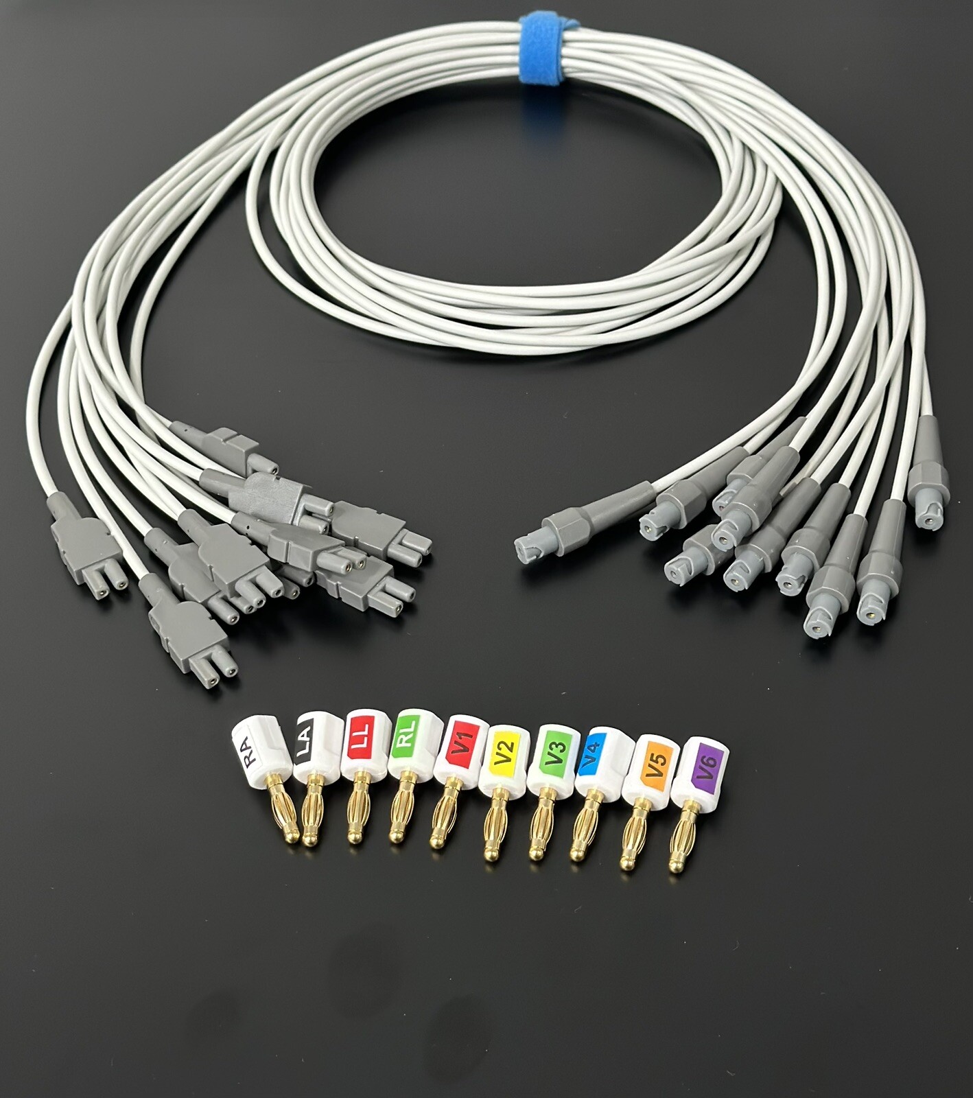 GE Mac 5500 ECG Leadwire Set of 10 w/ Banana Adapters - Ships Same Day