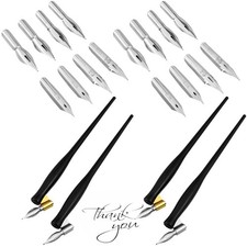 Zonon 2 Sets Oblique Calligraphy Dip Pen Set Include 2-in-1 Black picture