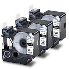 3PK 18445 Black on White Industrial Vinyl Tape Label For DYMO Rhino 4200 19mm picture