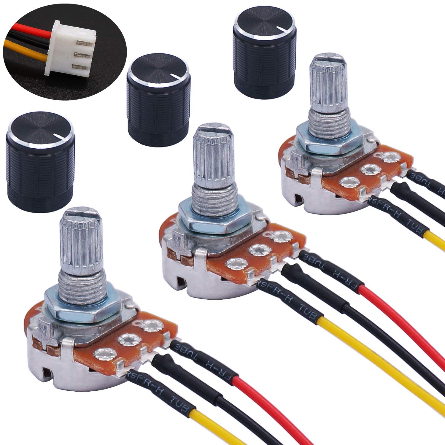 TWTADE 3PCS 5K Ohm Linear Taper Rotary Potentiometer WH148 B5K 3 Pin