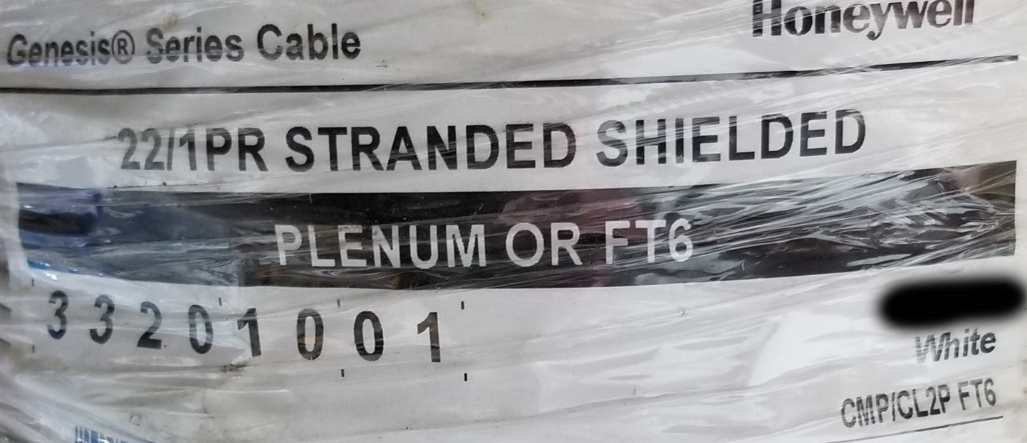 Genesis Cable 3320 22/1P Low-Cap Shielded FFEP Control Cable CMP White /50ft