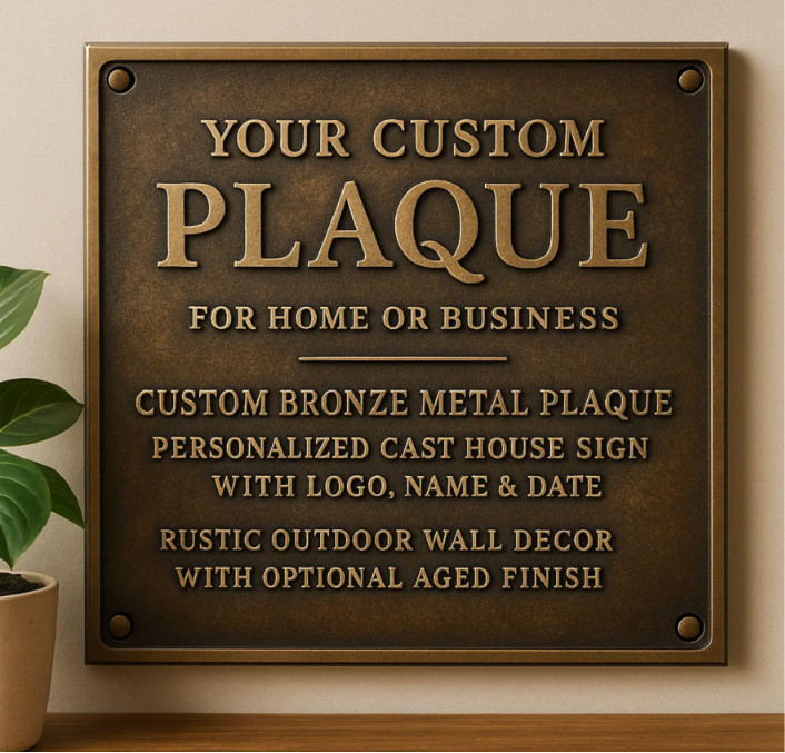 Custom Brass House Sign Personalized Metal Plaque Family Name Outdoor Decor