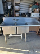 2 Compartment Prep Sink w/right hand drain shelf, used picture