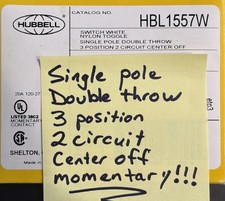 10-Hubbell HBL1557W Toggle Switch Single Pole Double Throw 3 Position 2 Circuit picture