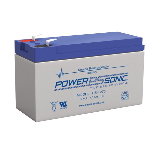 Power Sonic PS-1270 F2 Sealed Lead Acid Battery, 12V 7Ah, F2 Faston Terminals