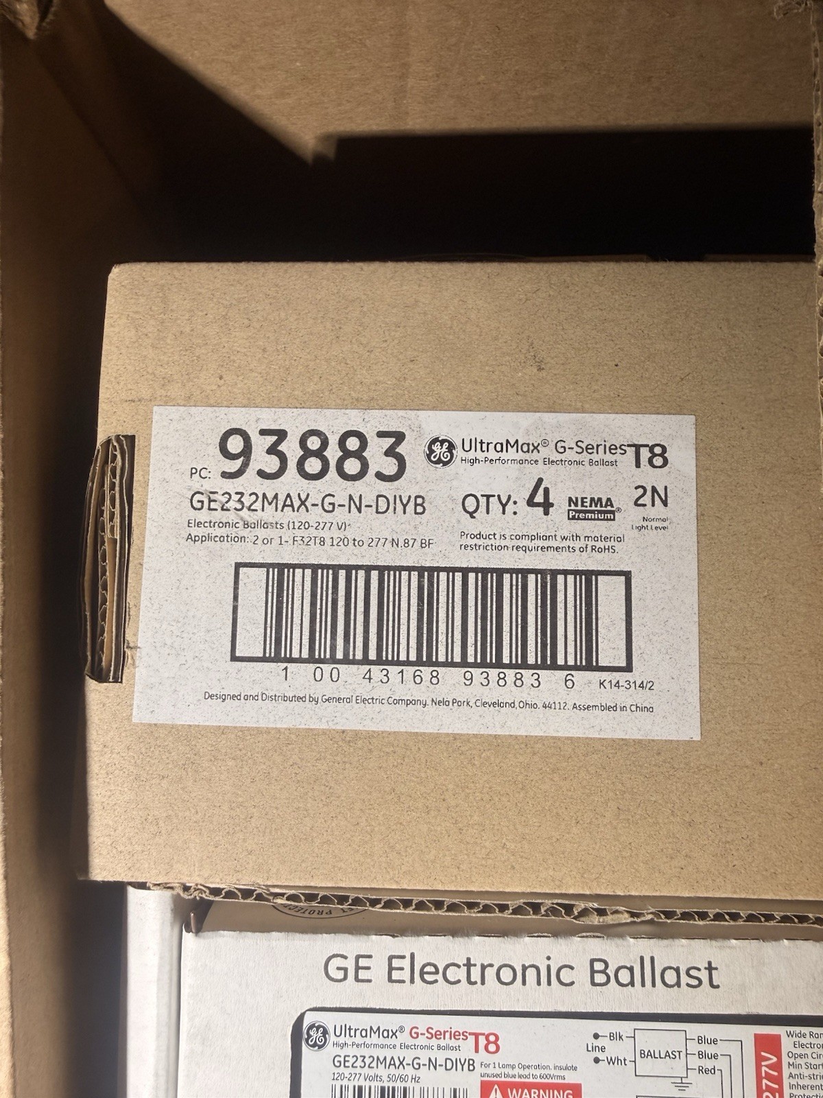 GE UltraMax P-Series T8 GE232MAX-G-N-DIYB Electronic Ballast 93883 Lot Of 4 GE UltraMax P-Series T8 GE232MAX-G-N-DIYB Electronic Ballast 93883 Lot Of 4