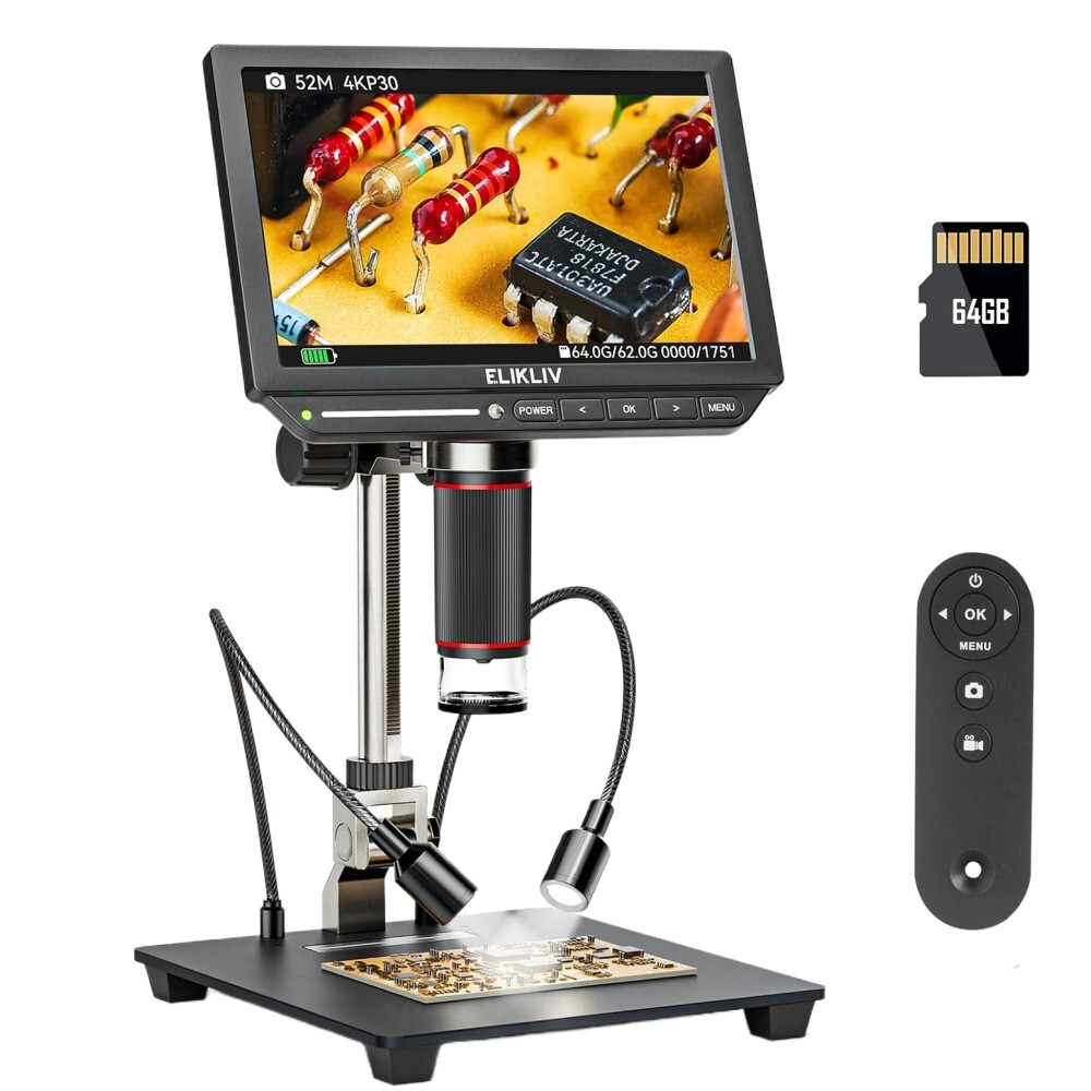 Elikliv 4K LCD Digital Microscope Coin Microscope 2000X 52MP HDMI & USB Welding Elikliv 4K LCD Digital Microscope Coin Microscope 2000X 52MP HDMI & USB Welding