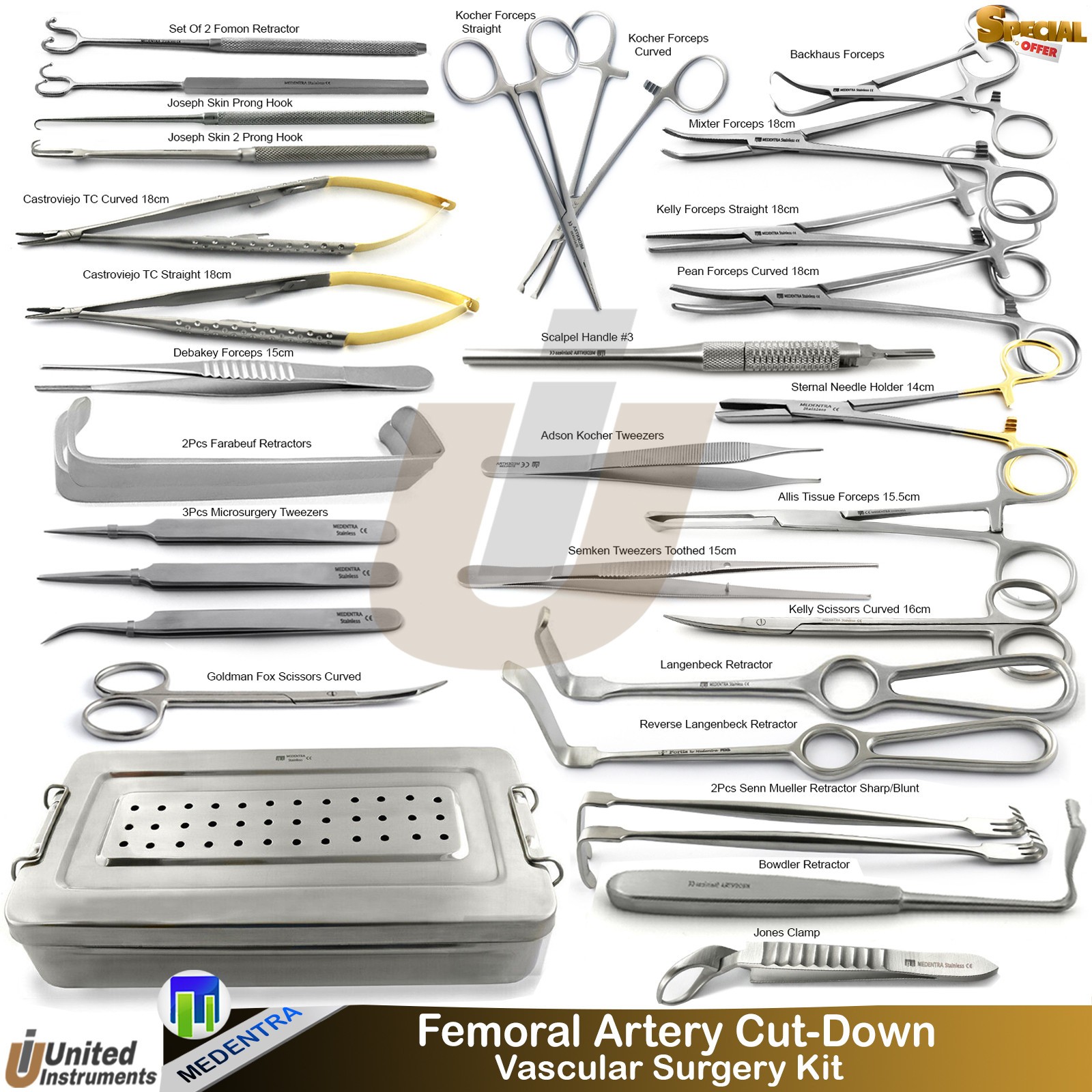 Femoral Artery Cut-Down Vascular Surgery Kit Surgical Instruments Femoral Artery Cut-Down Vascular Surgery Kit Surgical Instruments