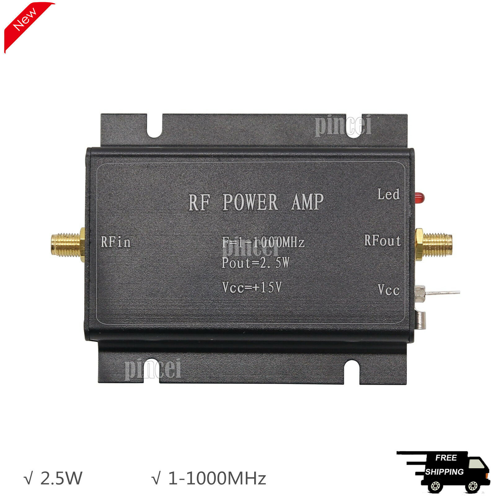 2.5W RF Power Amplifier 1-1000MHz Radio Frequency Power Amplifier Black