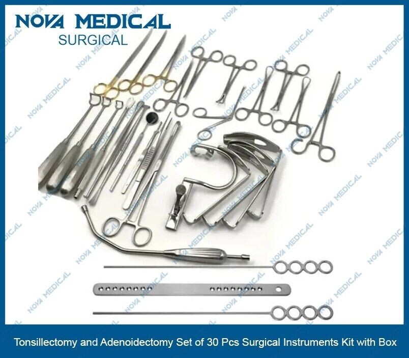 Tonsillectomy and Adenoidectomy 30 pcs kit Surgical Instruments Set with Box Tonsillectomy and Adenoidectomy 30 pcs kit Surgical Instruments Set with Box