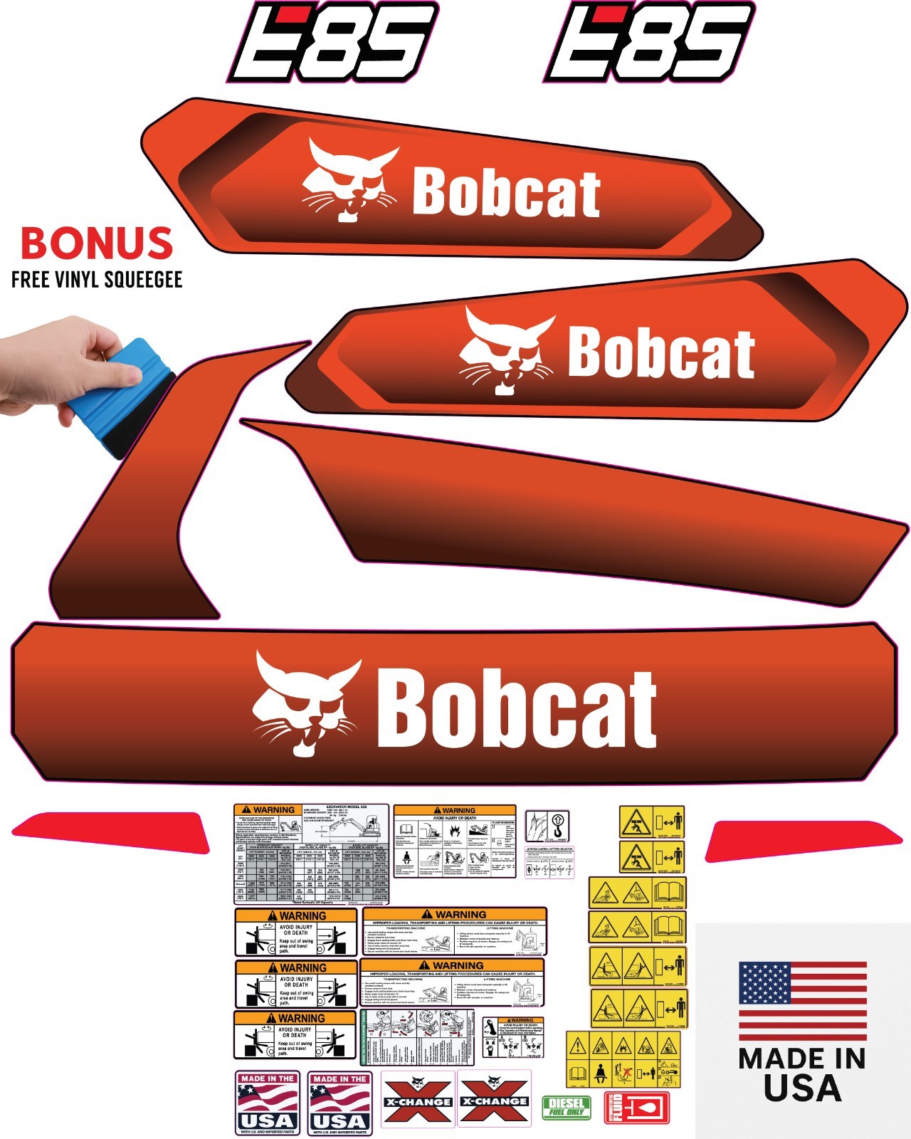 Fits Bobcat E85 Decal Kit MINI EXCAVATOR (NEW VERSION) 3M VINYL / Fits Bobcat E85 Decal Kit MINI EXCAVATOR (NEW VERSION) 3M VINYL /