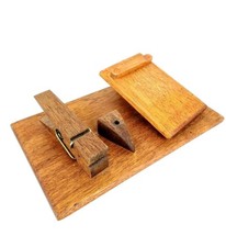 Vintage 70s Jumbo Wood Desk Organizer Notepad Holder Pen Holder Paper Clip picture