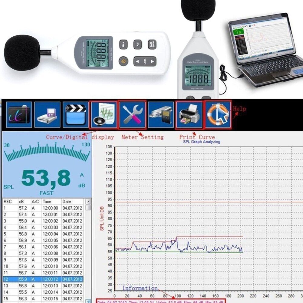 New USB Noise Digital Sound Pressure Level Meter Decibel Measurement 30-130dB