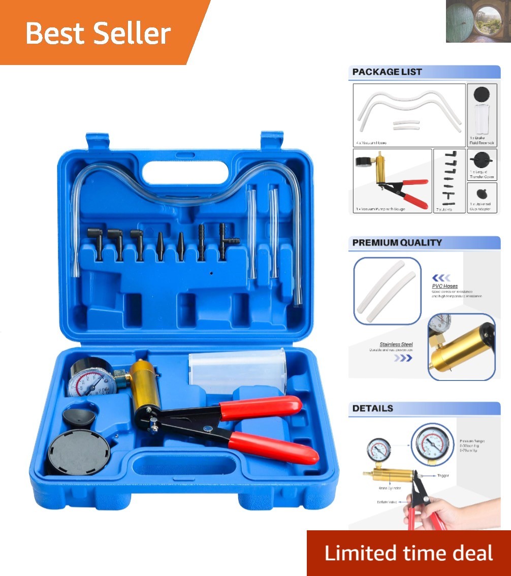 Vacuum Pump Tester and Brake Bleeder Kit - Easy One-Person Operation Vacuum Pump Tester and Brake Bleeder Kit - Easy One-Person Operation